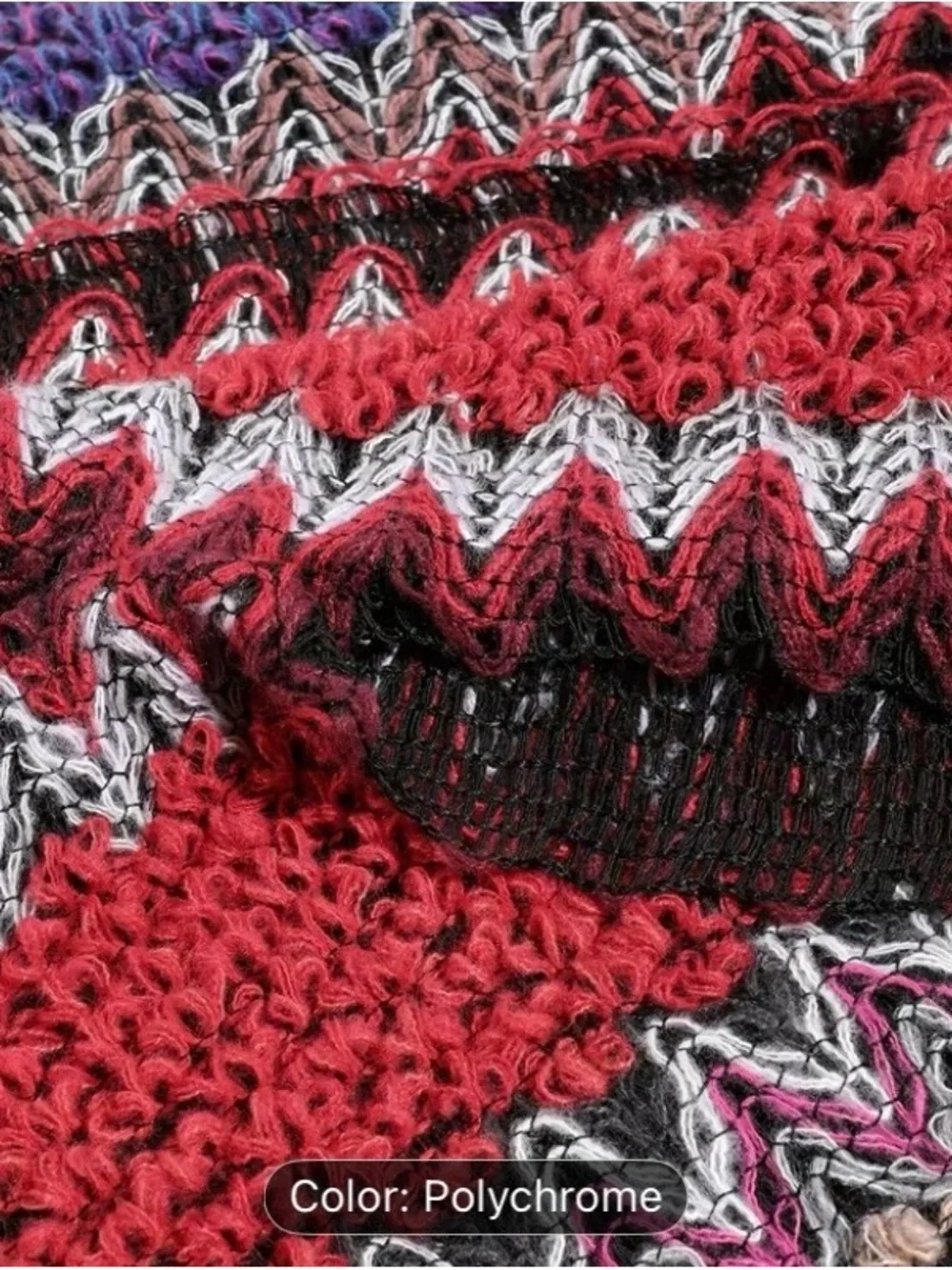 Polychrome Striped Crochet Maxi Sweater Cardigan - Picture 5 of 6